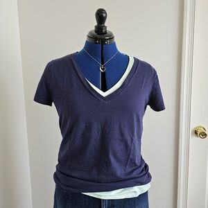 LOT of 2 GAP Vintage Soft Wash V-Neck Tees Navy Blue & Mint Green Cotton MP